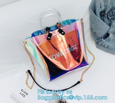 Frunce a las señoras plásticas del bolso del bolso del monedero de vinilo del PVC, bolsos transparentes de la señora de la bolsa de asas del pvc del verano PVC, bolso H del hombro