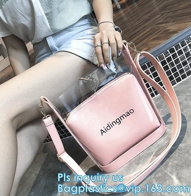 Bolso del PVC del bolso de las mujeres de la moda solo de la playa transparente del claro, bolso de la mujer, la bolsa de asas de las mujeres de las señoras del bolso del PVC