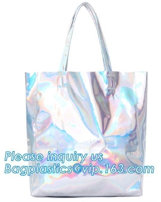 bolso promocional de la manija del PVC, bolsos de la playa del bolsillo, bolsos plásticos diseñados simples de la playa, packi combinado del pvc de la manija del eco