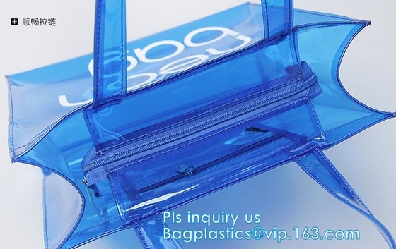 el bolso del regalo del pvc/el bolso que hacía compras transparente/los bolsos al por mayor del pvc de China, PVC cubrieron el bolso de compras, pvc b del claro de la manija de la cuerda