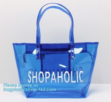 el bolso del regalo del pvc/el bolso que hacía compras transparente/los bolsos al por mayor del pvc de China, PVC cubrieron el bolso de compras, pvc b del claro de la manija de la cuerda