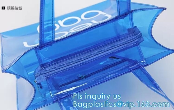 el pvc modificado para requisitos particulares del plástico transparente de la manija compone el bolso, bolsos de la cremallera del pvc del vinilo con las manijas, el cierre del botón a presión o los plas de k