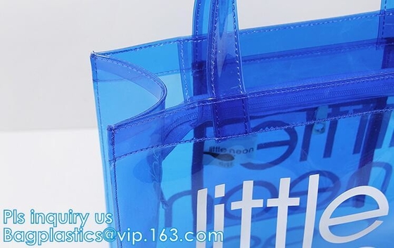 el pvc modificado para requisitos particulares del plástico transparente de la manija compone el bolso, bolsos de la cremallera del pvc del vinilo con las manijas, el cierre del botón a presión o los plas de k