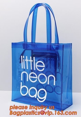 el bolso de la cremallera del pvc del bolso del colorfull de la manija, imagen de encargo de la manija del lazo del PVC imprimió el bolso que hacía compras plástico, las bolsas de plástico de la manija del PVC