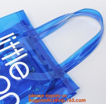 el bolso de la cremallera del pvc del bolso del colorfull de la manija, imagen de encargo de la manija del lazo del PVC imprimió el bolso que hacía compras plástico, las bolsas de plástico de la manija del PVC