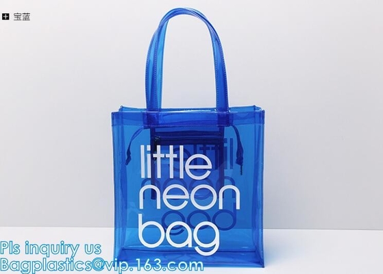 Bolso amistoso de la manija del claro bag/PVC del bolso/pvc de la cremallera del PVC de Eco, bolso claro de la manija del PVC, bolsa del plástico transparente, qual superior
