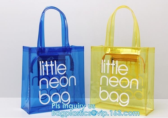 Bolso amistoso de la manija del claro bag/PVC del bolso/pvc de la cremallera del PVC de Eco, bolso claro de la manija del PVC, bolsa del plástico transparente, qual superior