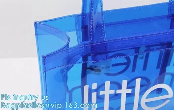 Bolso amistoso de la manija del claro bag/PVC del bolso/pvc de la cremallera del PVC de Eco, bolso claro de la manija del PVC, bolsa del plástico transparente, qual superior