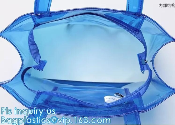 Bolso amistoso de la manija del claro bag/PVC del bolso/pvc de la cremallera del PVC de Eco, bolso claro de la manija del PVC, bolsa del plástico transparente, qual superior