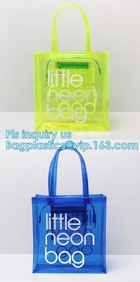 Bolso amistoso de la manija del claro bag/PVC del bolso/pvc de la cremallera del PVC de Eco, bolso claro de la manija del PVC, bolsa del plástico transparente, qual superior