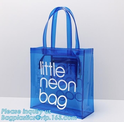 Bolso amistoso de la manija del claro bag/PVC del bolso/pvc de la cremallera del PVC de Eco, bolso claro de la manija del PVC, bolsa del plástico transparente, qual superior