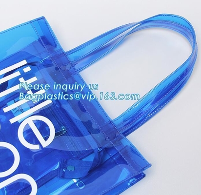 Bolso amistoso de la manija del claro bag/PVC del bolso/pvc de la cremallera del PVC de Eco, bolso claro de la manija del PVC, bolsa del plástico transparente, qual superior