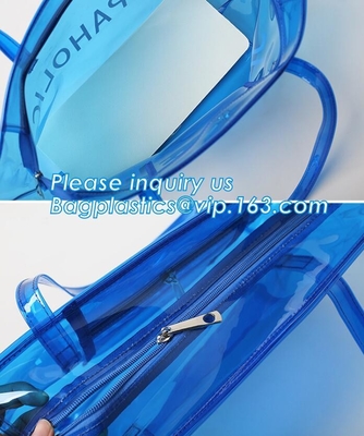 Bolso amistoso de la manija del claro bag/PVC del bolso/pvc de la cremallera del PVC de Eco, bolso claro de la manija del PVC, bolsa del plástico transparente, qual superior