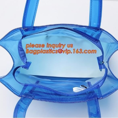 Bolso amistoso de la manija del claro bag/PVC del bolso/pvc de la cremallera del PVC de Eco, bolso claro de la manija del PVC, bolsa del plástico transparente, qual superior