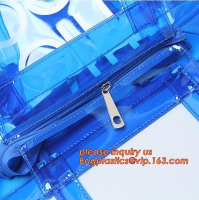 Bolso amistoso de la manija del claro bag/PVC del bolso/pvc de la cremallera del PVC de Eco, bolso claro de la manija del PVC, bolsa del plástico transparente, qual superior