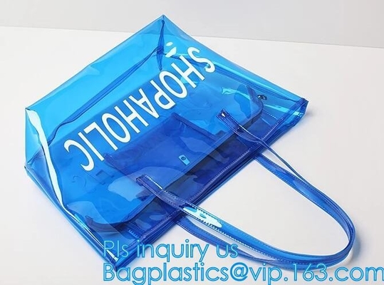 Bolso amistoso de la manija del claro bag/PVC del bolso/pvc de la cremallera del PVC de Eco, bolso claro de la manija del PVC, bolsa del plástico transparente, qual superior