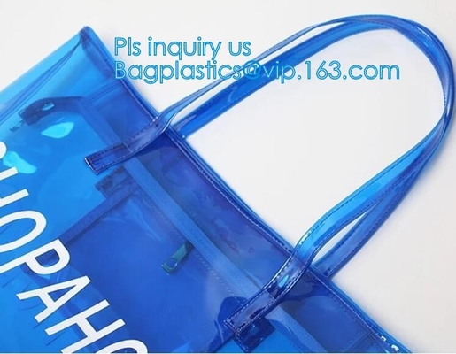 Bolso amistoso de la manija del claro bag/PVC del bolso/pvc de la cremallera del PVC de Eco, bolso claro de la manija del PVC, bolsa del plástico transparente, qual superior