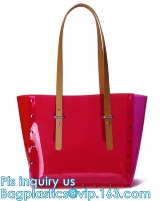 Trabajo Tote Shoulder Bag Womens Handbag, bolso transparente del verano de las mujeres del pvc, bolsos de la seguridad del bolso de compras del PVC del comprador del totalizador