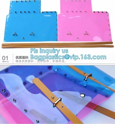 Trabajo Tote Shoulder Bag Womens Handbag, bolso transparente del verano de las mujeres del pvc, bolsos de la seguridad del bolso de compras del PVC del comprador del totalizador
