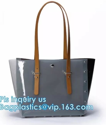 El bolso púrpura del PVC del ocio para las señoras, bolsos promocionales, mujeres transparentes del bolso del claro del PVC del bolso de la playa del verano debe