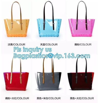 El bolso púrpura del PVC del ocio para las señoras, bolsos promocionales, mujeres transparentes del bolso del claro del PVC del bolso de la playa del verano debe