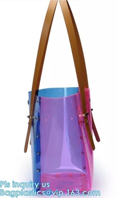 El bolso púrpura del PVC del ocio para las señoras, bolsos promocionales, mujeres transparentes del bolso del claro del PVC del bolso de la playa del verano debe