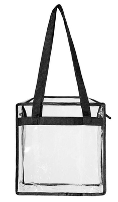 El bolso modificado para requisitos particulares respetuoso del medio ambiente del PVC para las compras, bolsa de empaquetado cosmética del cierre en la parte superior de la manija imprimió shoppe transparente del totalizador