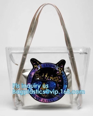 El fabricante lleno del bolso de la etiqueta privada del pvc de la impresión de la mujer de la moda, mujeres transparentes del bolso del PVC empaqueta, swimmin del paquete del estudiante