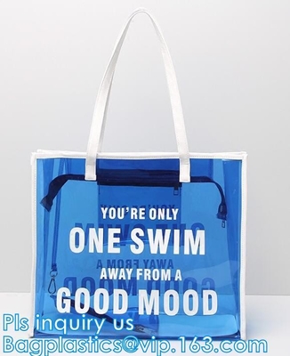 PVC transparente Tote Beach Bags, bolso promocional de la playa del PVC del claro del verano, bebé de los bolsos de los bolsos de las mujeres del verano de la moda