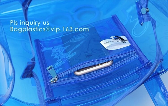 PVC transparente Tote Beach Bags, bolso promocional de la playa del PVC del claro del verano, bebé de los bolsos de los bolsos de las mujeres del verano de la moda