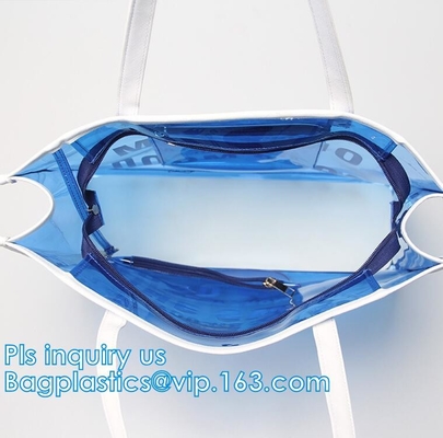 PVC transparente Tote Beach Bags, bolso promocional de la playa del PVC del claro del verano, bebé de los bolsos de los bolsos de las mujeres del verano de la moda