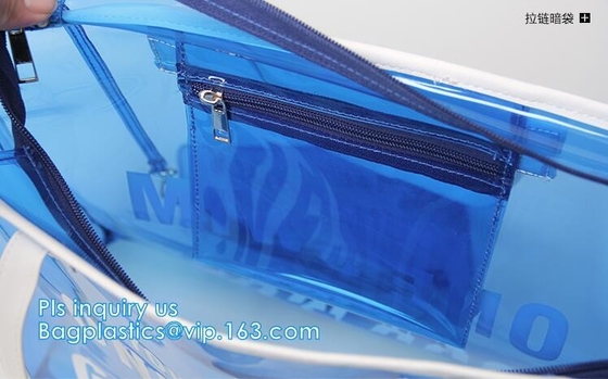 PVC transparente Tote Beach Bags, bolso promocional de la playa del PVC del claro del verano, bebé de los bolsos de los bolsos de las mujeres del verano de la moda