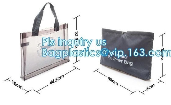 bolso de compras del vinilo del espejo del pvc de la moda con la impresión, bolso de compras claro durable reciclable del PVC con el cierre del botón, totalizador