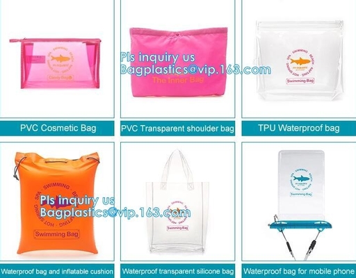 bolso de compras del vinilo del espejo del pvc de la moda con la impresión, bolso de compras claro durable reciclable del PVC con el cierre del botón, totalizador
