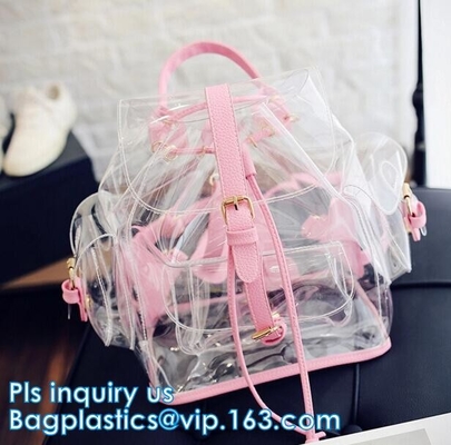 mochila al por mayor con las correas rellenadas, mochila transparente promocional de la escuela del PVC con Logo Clear Children modificado para requisitos particulares B