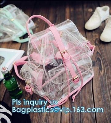 mochila al por mayor con las correas rellenadas, mochila transparente promocional de la escuela del PVC con Logo Clear Children modificado para requisitos particulares B