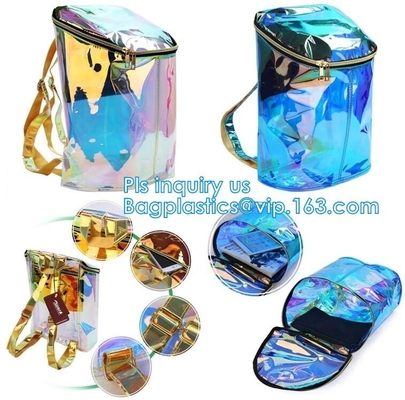 la bolsa de empaquetado cosmética plástica impermeable clara promocional del cierre en la parte superior de la manija imprimió el bolso transparente del pvc, vagos cosméticos