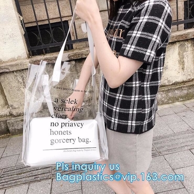 Bolso cosmético de la manija del Pvc del artículo de tocador, venta al por mayor popular de encargo del bolso del pvc de la manija del withTube del bolso del pvc, Cosme transparente impermeable