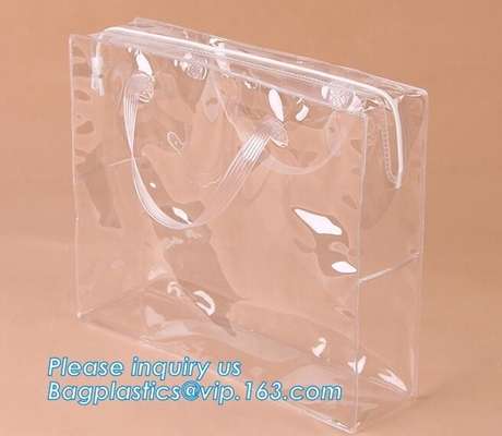 El OEM Zippered el bolso combinado del edredón del PVC de Storage Bag Large del organizador, bolsos del vinilo con el bolso claro de la cremallera del PVC del sistema del maquillaje de las manijas
