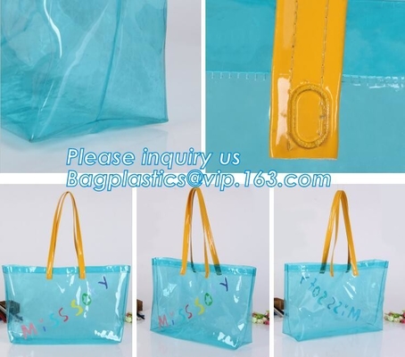 El PVC y el bolso de empaquetado zippered no tejido de la ropa, el bolso del paquete del regalo con la manija, los bolsos con la cremallera y la manija cosida, llevan