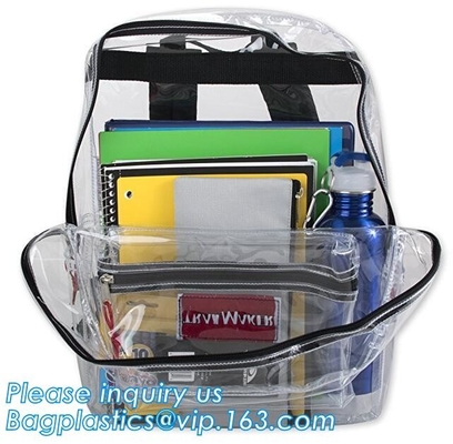 Bolso de la mochila del Pvc de la escuela secundaria en bolso en América con el bolso cosmético, mochila clara del pvc, bolsos de plástico transparente, mochila clara