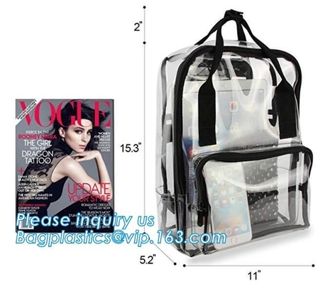 Bolso de la mochila del Pvc de la escuela secundaria en bolso en América con el bolso cosmético, mochila clara del pvc, bolsos de plástico transparente, mochila clara