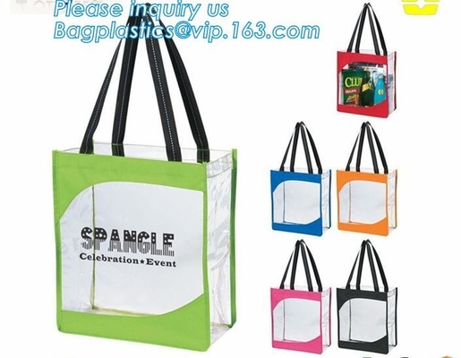 cree el logotipo para requisitos particulares imprimió los bolsos de plástico transparente del pvc, la bolsa de plástico de impresión profesional del bolso que hace compras, Recycla biodegradable