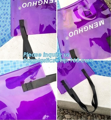 Bolsos plásticos claros reciclables biodegradables del regalo del PVC que hacen compras, PVC Toy Plastic Bag con el jefe de la tarjeta, Plas de encargo cortados con tintas
