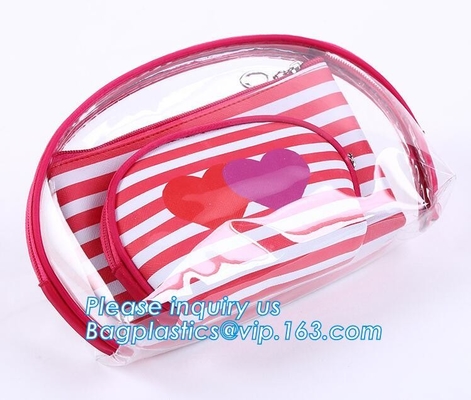 organizador cosmético del viaje del bolso del maquillaje de la bolsa de la cremallera del pvc de los equipos del artículo de tocador, bolso cosmético claro del PVC de la moda que viaja, embrague
