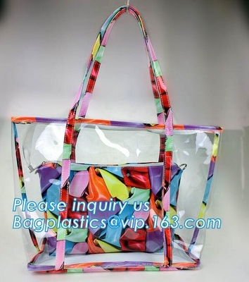 el cuero sentía la PU brillar bolso claro del maquillaje del viaje de la lona del pvc, bolso cosmético del pvc del bolso del artículo de tocador, lavado multifuncional del cuarto de baño