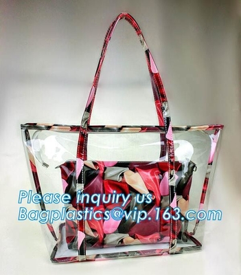 el cuero sentía la PU brillar bolso claro del maquillaje del viaje de la lona del pvc, bolso cosmético del pvc del bolso del artículo de tocador, lavado multifuncional del cuarto de baño