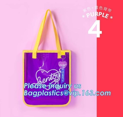 El bolso de la playa del PVC de Tote Pouch Clear del hombro con el bolsillo interior, gelatina el bolso grande de la honda del hombro del bolso del diseño de las mujeres del pvc de l