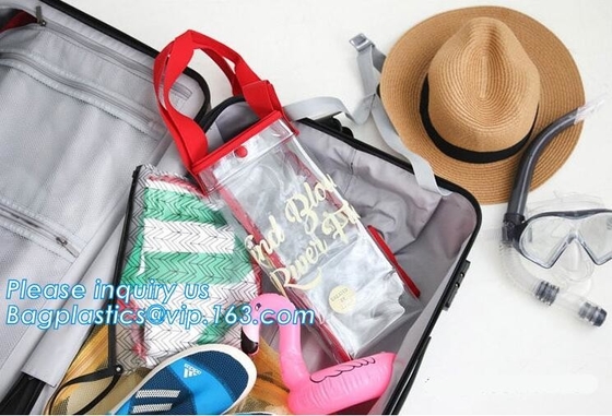 Bolso transparente del bolso del PVC de las mujeres desmontables del verano, bolso claro de la playa del pvc del totalizador del vinilo de la arena de la correa de hombro de la manija