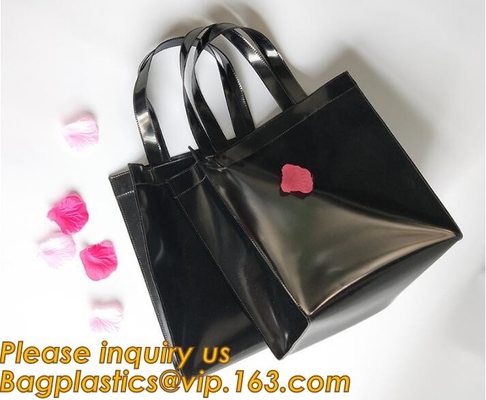La imagen de encargo de la manija del lazo del PVC del OEM de la bolsa de plástico imprimió el bolso que hacía compras plástico, cosmético plástico impermeable claro promocional